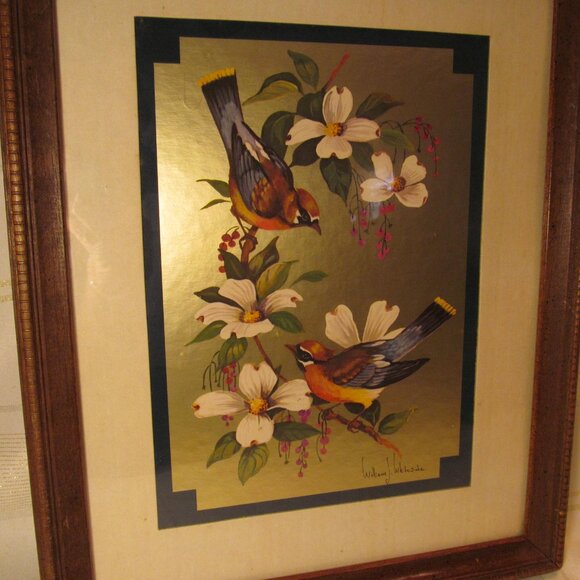FOIL BIRD PICTURE VINTAGE  PICTURE BY WILLIAM J. WHITESIDE.- BEAUTIFUL.  GREAT! - Picture 4 of 16